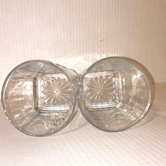 CROWN ROYAL Whiskey Lowball Rocks Etched Starburst Glasses 12 oz Set of 2 - Picture 7 of 9